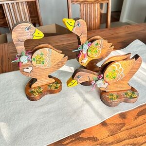 Handcrafted Wooden Duck Decor Set